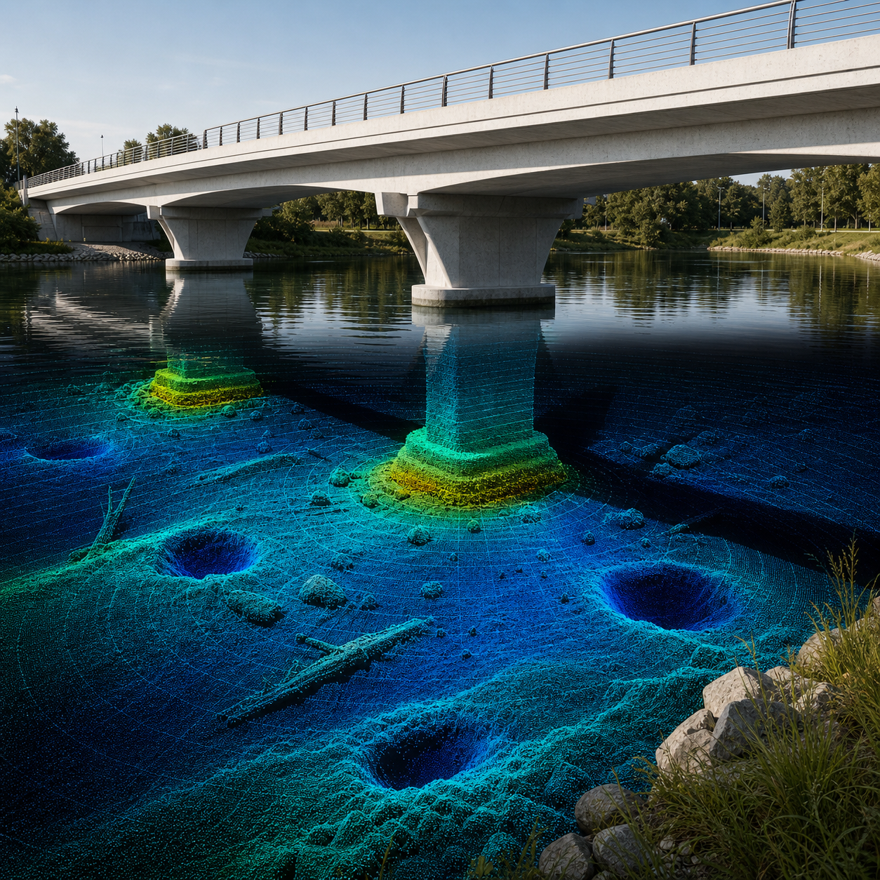 Kastave 3D sonar structure visualization under a bridge